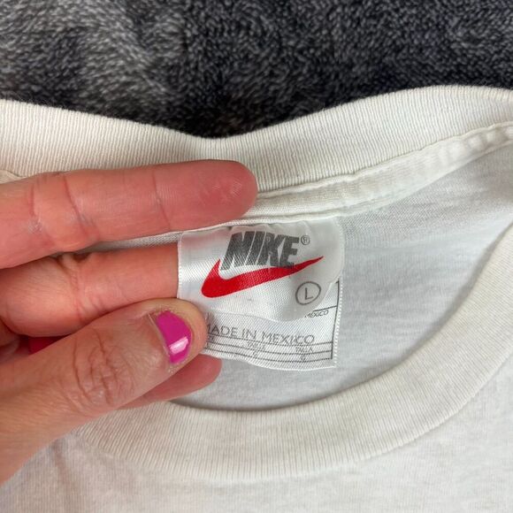 Vintage Nike Tennis Challenge Court Andre Agassi Art Swoosh T-Shirt L White* - Picture 3 of 14